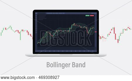 Bollinger Band Technical Analysis Indicator Concept On Laptop Screen With Candlestick With Modern Fl