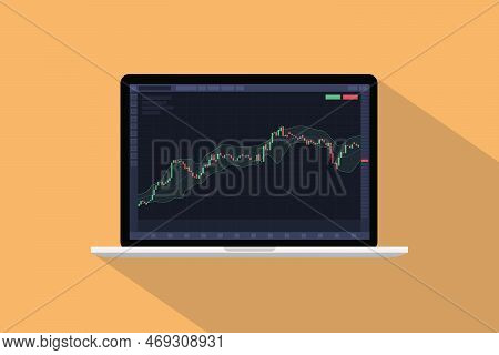 Bollinger Band Technical Analysis Indicator Concept On Laptop Screen With Candlestick With Modern Fl