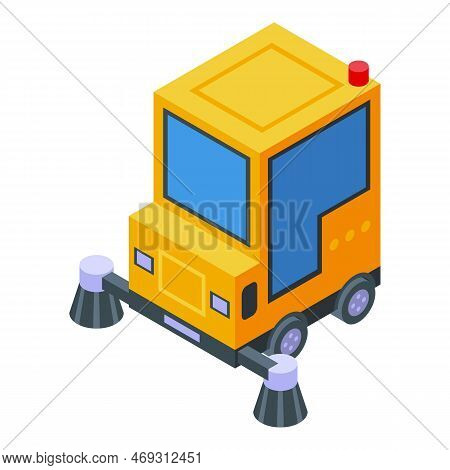 Yellow Sweeper Icon Isometric Vector. Street Cleaner. Machine Cleaning