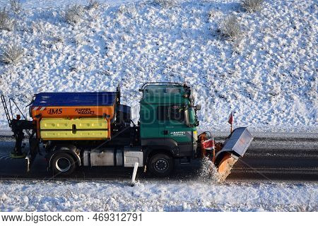 Thür, Germany - 01 21 2023: Snow Clearing Truck At Work