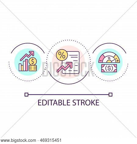 Rates Growth Tendency Loop Concept Icon. Impact On Economic Process. Rising Of Costs Abstract Idea T