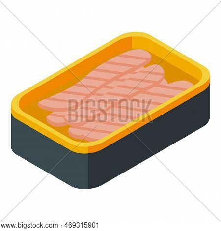 Red Fish Can Icon Isometric Vector. Sardine Herring. Dry Oil Food
