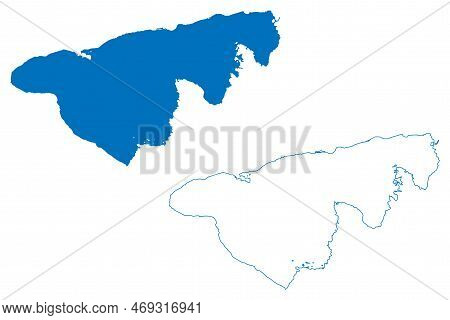 Lake Lebsko (republic Of Poland) Map Vector Illustration, Scribble Sketch Łebsko Or Lebasee Map