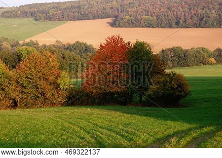 Autumn Rural Landscape Around The Town Of Myjava, Slovakia.