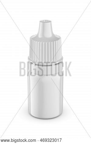 Blank White Medicine Plastic Bottle For Liquid Dropper Isolated On White Background. 10ml. 3d Render