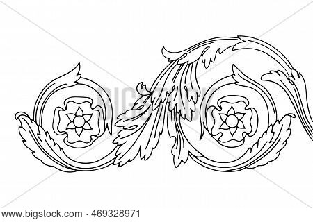 Decorative Element Flower, Greek Vector Shape, Stucco Decoration, Cartouche