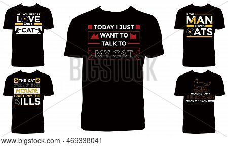 Cat Lover Typographic T Shirt Design Bundle