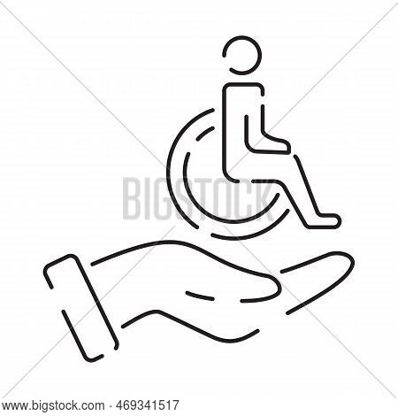 Handicap Or Disabled Thin Line Icon. Vector Illustration Wheelchair, Older, Handicapped, Deaf And So