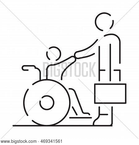 Handicap Or Disabled Thin Line Icon. Vector Illustration Wheelchair, Older, Handicapped, Deaf And So