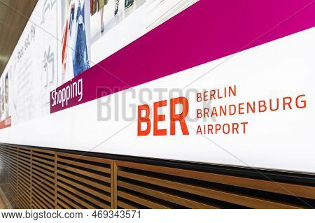 Berlin Brandenburg Airport - July 24th, 2022: Close-up View Ber Code Berlin Brandenburg Airport Logo