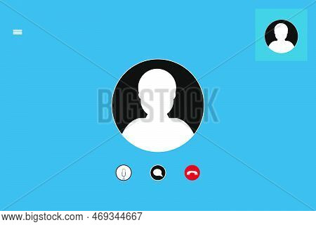 Mod Illustration Of Webinar, Online Conference And Training. Flat Call Screen. Vector Illustration E