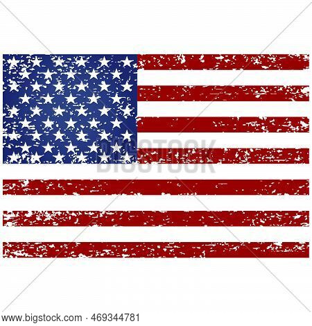 Flag Of The Usa, United States Of America. Vector Illustration In Grunge Style With Abrasions. Old S