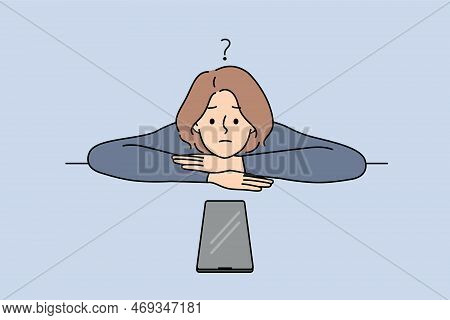 Unhappy Young Woman Feel Frustrated Looking At Cellphone Waiting For Call Or Message. Upset Confused