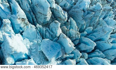 Glacier In Iceland, Pure Blue Melting Ice At Winter Season, Nature Landscape. Vatnajokull National P