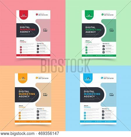 This Flyer Design Is A Bundle Of 4 Colors Templates Of A4 Flyer Size Templates,