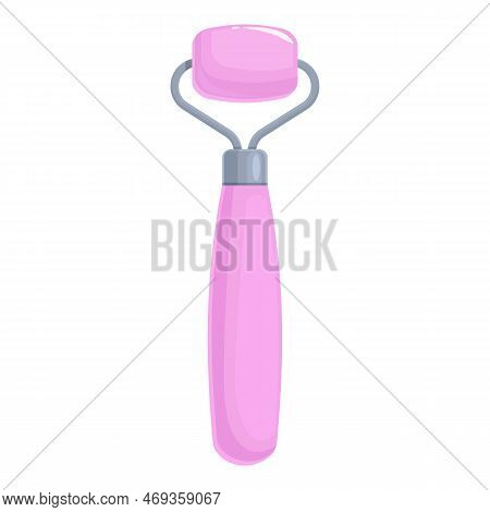 Rose Facial Roller Icon Cartoon Vector. Face Skin. Spa Health