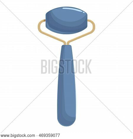 Blue Facial Roller Icon Cartoon Vector. Face Skin. Stone Cosmetic