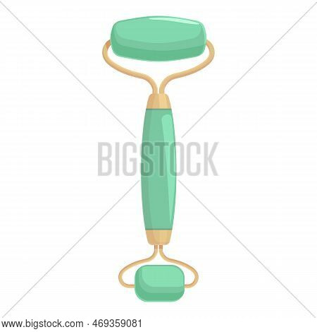 Beautiful Facial Roller Icon Cartoon Vector. Face Skin. Stone Massager
