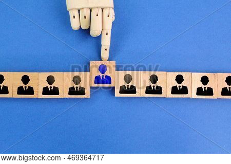 Fingers Push New Members Into The Group. New Staff Concept. A New Member Or New Employee Joins A Soc