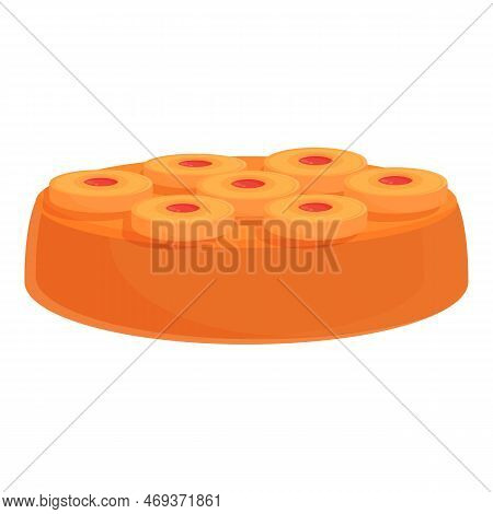Pineapple Cake Icon Cartoon Vector. Cooking Tart. Top Sugar