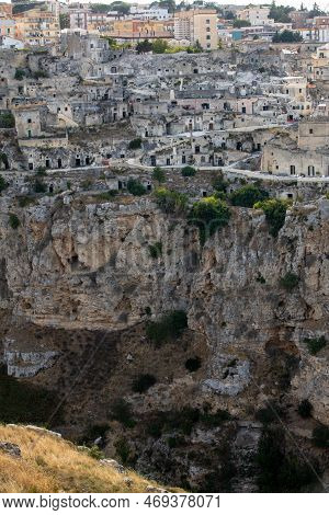 Panoramic View Of Sassi Di Matera A Historic District In The City Of Matera, Well-known For Their An