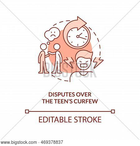 Disputes Over Teen Curfew Terracotta Concept Icon. Parent Child Conflict Area Abstract Idea Thin Lin