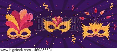 Confetti Firecracker, Carnival Paper.purim Holiday Banner Design With Carnival Mask And Purim Party 