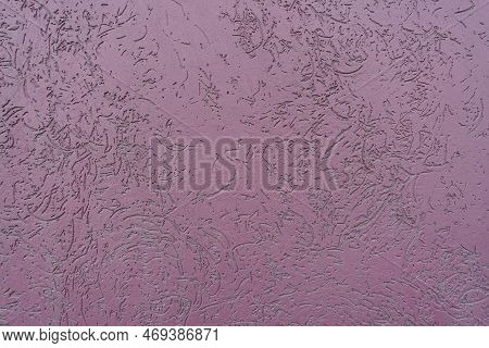 Uneven Surface Of Dusty Purple Wall With Stucco Worm Finish
