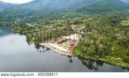 Aerial View Of Danau Singkarak. Singkarak Lake Is One Of The Beautiful Lake Located In West Sumatera