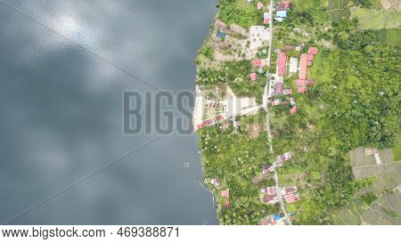 Aerial View Of Danau Singkarak. Singkarak Lake Is One Of The Beautiful Lake Located In West Sumatera