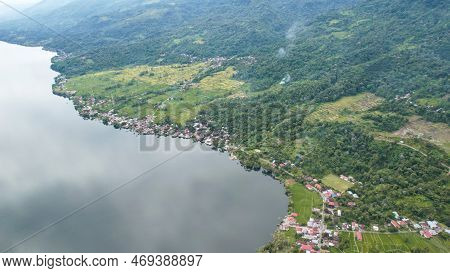 Aerial View Of Danau Singkarak. Singkarak Lake Is One Of The Beautiful Lake Located In West Sumatera