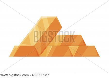 Gold Bar Or Bullion In Pile As Refined Metallic Shaped Gold Vector Illustration