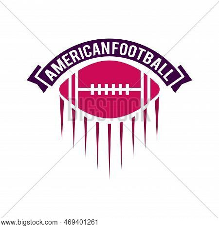 American Football Logo Template With Ball And Lightburst. Rugby Badge Graphics Isolated On White Bac