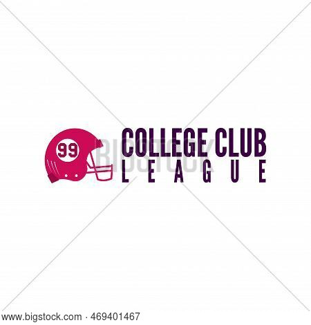 American Football Logo Template-college Club With Helmet. Rugby Badge Graphics Isolated On White Bac