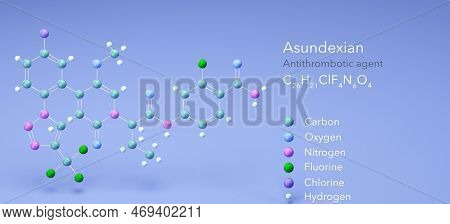 Asundexian Molecule, Molecular Structures, C26h21clf4n6o4 Antithrombotic Agent, 3d Model, Structural