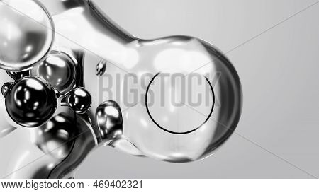 3d Render Motion Design Wallpaper Animation Business Presentation Monochrome Grey White Metaball Gra