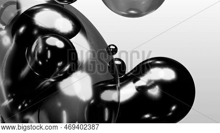 3d Render Motion Design Wallpaper Animation Business Presentation Monochrome Grey White Metaball Gra