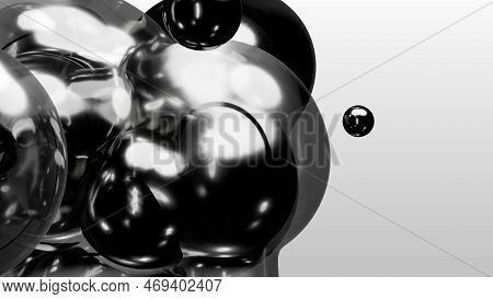 3d Render Motion Design Wallpaper Animation Business Presentation Monochrome Grey White Metaball Gra