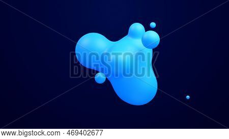 Metaverse 3d Abstract Background With Droplets Blue Metaball Molten Wax Merge Fly Drops Liquid Bio B