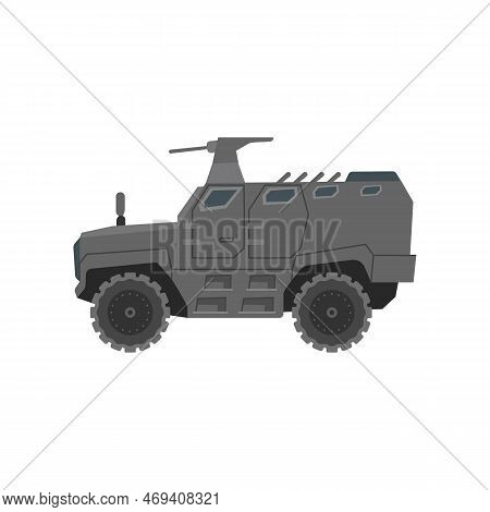 Heavy Armored Humvee Vector Illustration. Cartoon Drawing Of Military Vehicle For Armed Forces Isola