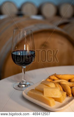 Tasting Of Rioja Wines, Visit Of Winery Cellars With French Or American Oak Barrels With Agening Red