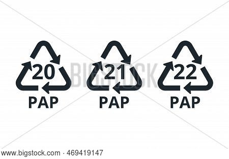 Set Of Paper Recycling Symbols. Concept Of Ecology And Packaging.