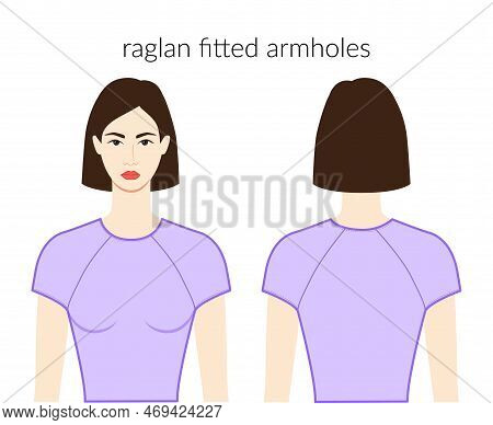 Raglan Fitted Armholes Sleeves Clothes - Dresses, Tops, Shirts Technical Fashion Illustration With F