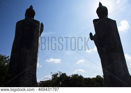 Buddha Statue For Thai People And Foreign Travelers Travel Visit And Respect Praying Blessing With H