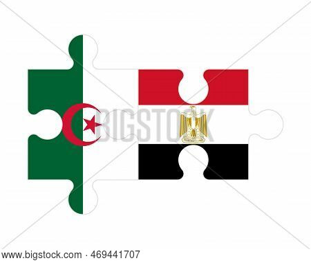 Connected Puzzle Of Flags Of Algeria And Egypt, Vector