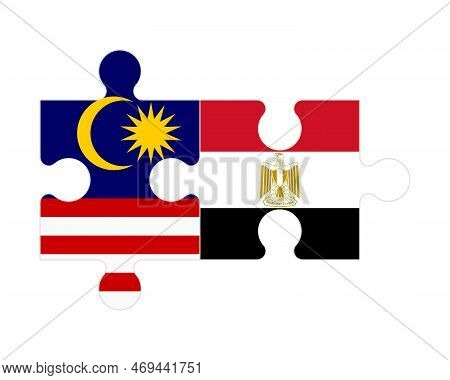 Connected Puzzle Of Flags Of Malaysia And Egypt, Vector