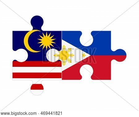 Connected Puzzle Of Flags Of Malaysia And Philippines, Vector