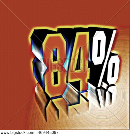 84%, 84 Percent As A 3d Illustration, 3d Rendering