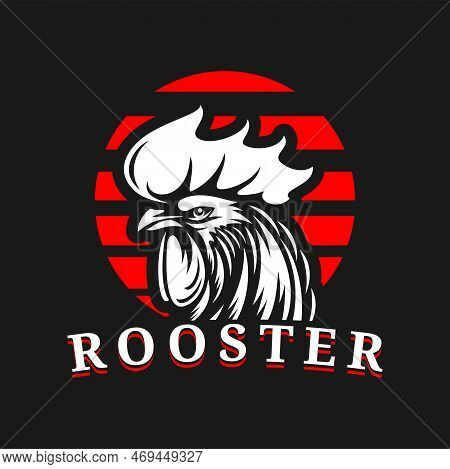 Farm Rooster Icon, Agriculture Company Mascot. Poultry Farming, Animal Symbol Or Vector Emblem, Grap