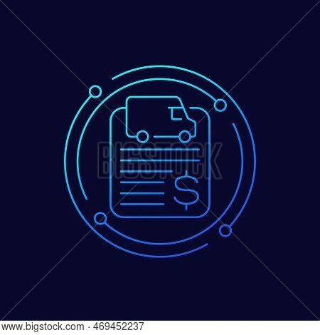Transportation Costs Line Vector Icon With A Van